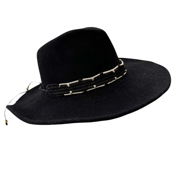 NWT Nikki Beach Wool Fedora Hat Western Boho Black UPF 50+ One Size main image 8